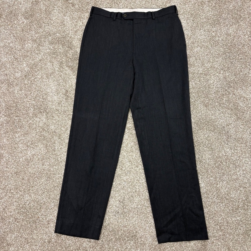 Brooks Brothers 1818 Madison Wool Dress Pants Men 35x34 Gray Flat Front Straight